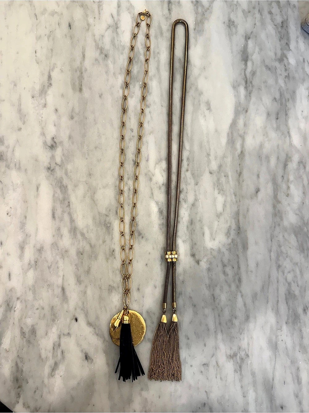 Stella & Dot Carla & Jacqueline Gold Tassel Necklace Bundle - w/original boxes